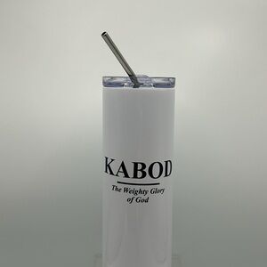 White Tumbler with  Metal Straw